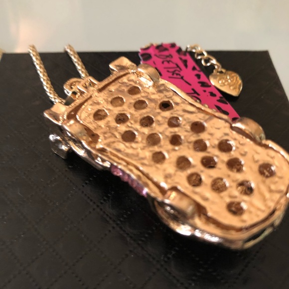 Race Car Pink Gold Necklace Betsey Johnson new - Picture 4 of 8
